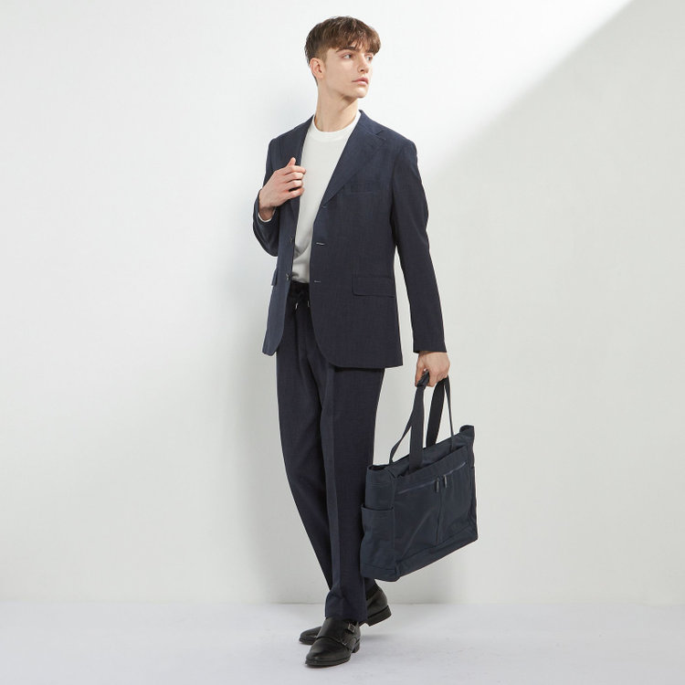 シルバーライン 【RBC】【春夏】3釦段返りシングルスーツ 2タック/ネイビー/ドローコード&ウエストシャーリング/※パンツ裾上げ済仕様 紺中間