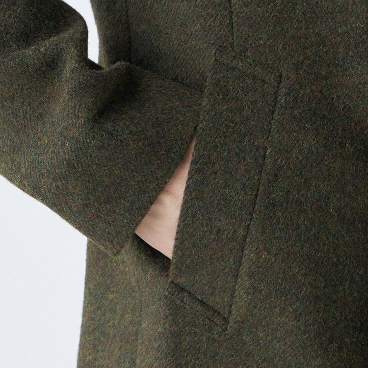 シルバーライン 【SL】ウールブレンド ラグランダブルチェスターコート/カーキ/RE:NEWOOL/BISHU JAPAN 緑中間