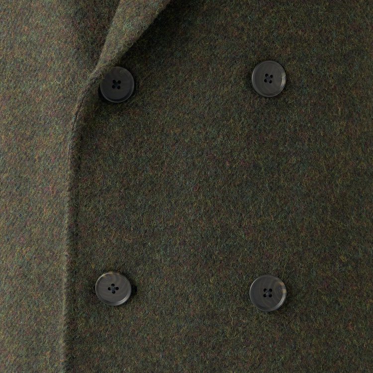 シルバーライン 【SL】ウールブレンド ラグランダブルチェスターコート/カーキ/RE:NEWOOL/BISHU JAPAN 緑中間