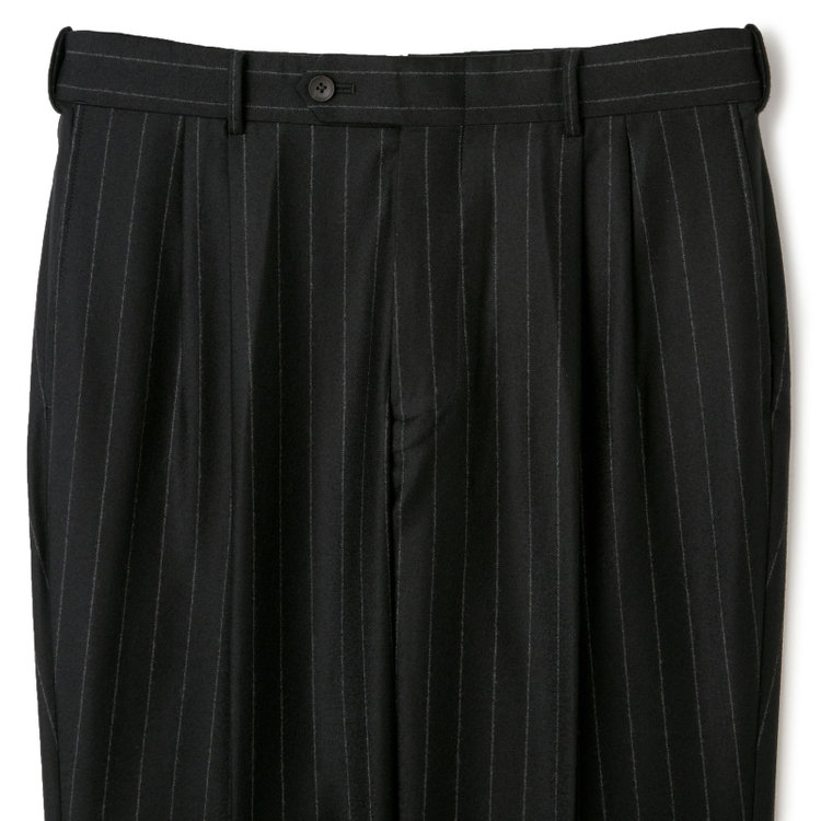 シルバーライン 【CLASSICO TAPERED】【秋冬】ピークドラペル2釦スーツ 2タック/ブラック×ストライプ/MARZOTTO/※裾上げ必要 黒