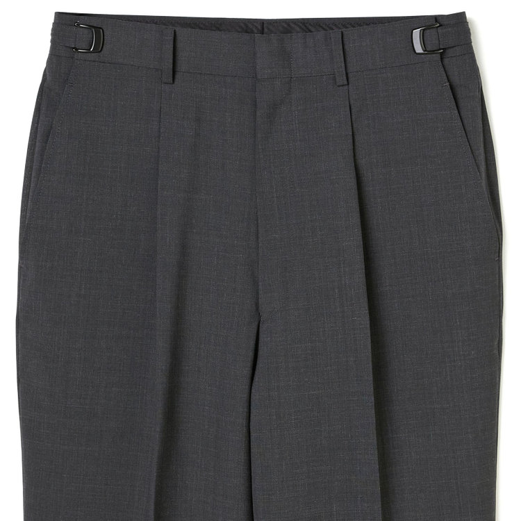 ソノタ 【BLACK LINE】【春夏】1タックワイドシルエットパンツ/グレー×サイロフィル/NEW ZEALAND WOOL MIX Super100’s/※裾上げ必要 グレー濃色