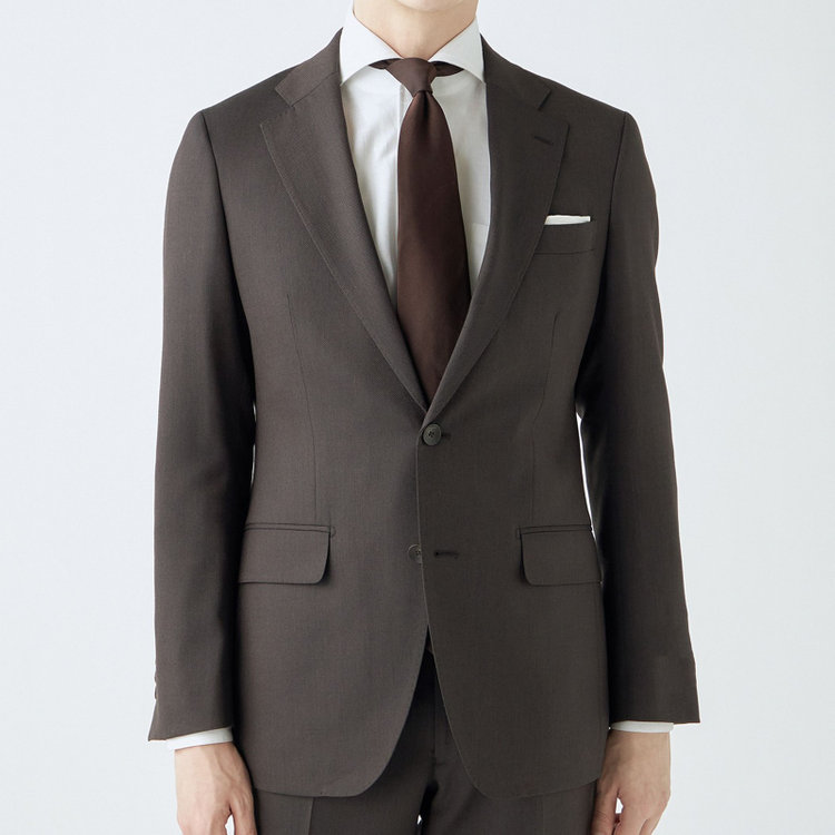シルバーライン 【CLASSICO TAPERED】【秋冬】2釦シングルスーツ 1タック/ブラウン/super extra fine merino wool Raymond/※裾上げ必要 茶中間