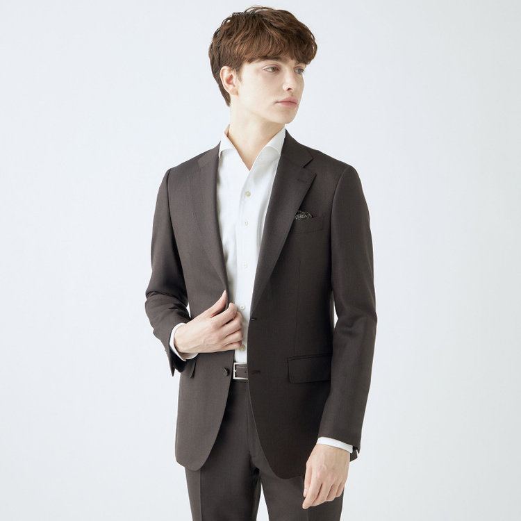 シルバーライン 【CLASSICO TAPERED】【秋冬】2釦シングルスーツ 1タック/ブラウン/super extra fine merino wool Raymond/※裾上げ必要 茶中間