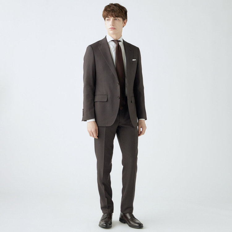 シルバーライン 【CLASSICO TAPERED】【秋冬】2釦シングルスーツ 1タック/ブラウン/super extra fine merino wool Raymond/※裾上げ必要 茶中間