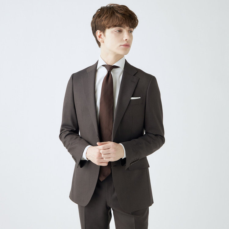 シルバーライン 【CLASSICO TAPERED】【秋冬】2釦シングルスーツ 1タック/ブラウン/super extra fine merino wool Raymond/※裾上げ必要 茶中間