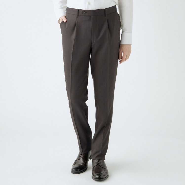 シルバーライン 【CLASSICO TAPERED】【秋冬】2釦シングルスーツ 1タック/ブラウン/super extra fine merino wool Raymond/※裾上げ必要 茶中間