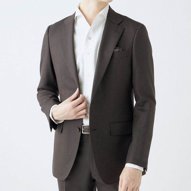 シルバーライン 【CLASSICO TAPERED】【秋冬】2釦シングルスーツ 1タック/ブラウン/super extra fine merino wool Raymond/※裾上げ必要 茶中間