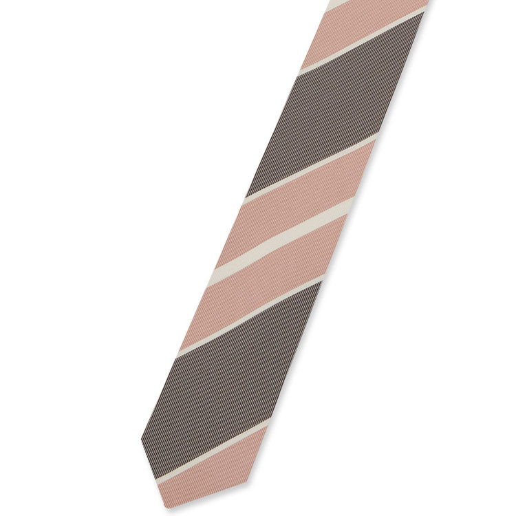 ブラックライン 【BLACK LINE】シルクストライプネクタイ 7.5cm幅/ブラウン×ピンク その他
