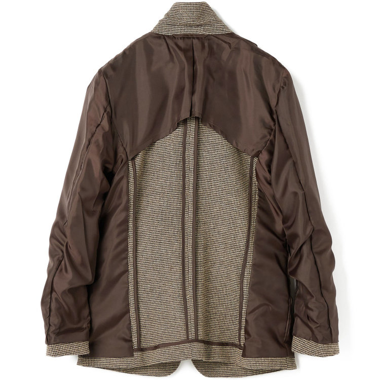 シルバーライン 【RELAX TAPERED】【秋冬】1釦ピークドラペルジャケット/ブラウン×ハウンドトゥース/RE:NEWOOL 茶中間