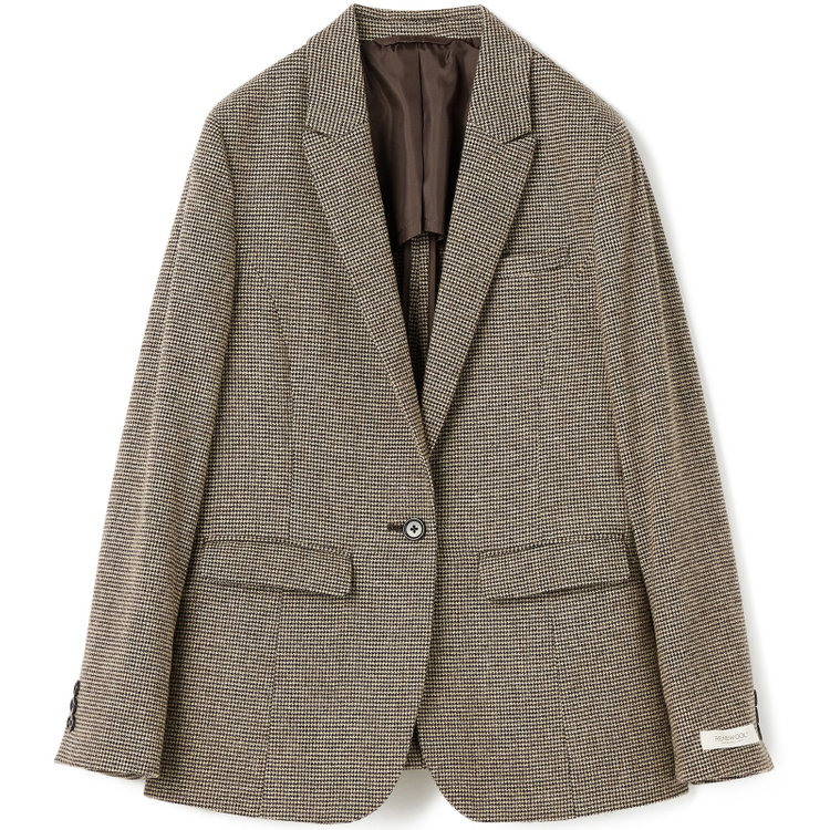 シルバーライン 【RELAX TAPERED】【秋冬】1釦ピークドラペルジャケット/ブラウン×ハウンドトゥース/RE:NEWOOL 茶中間