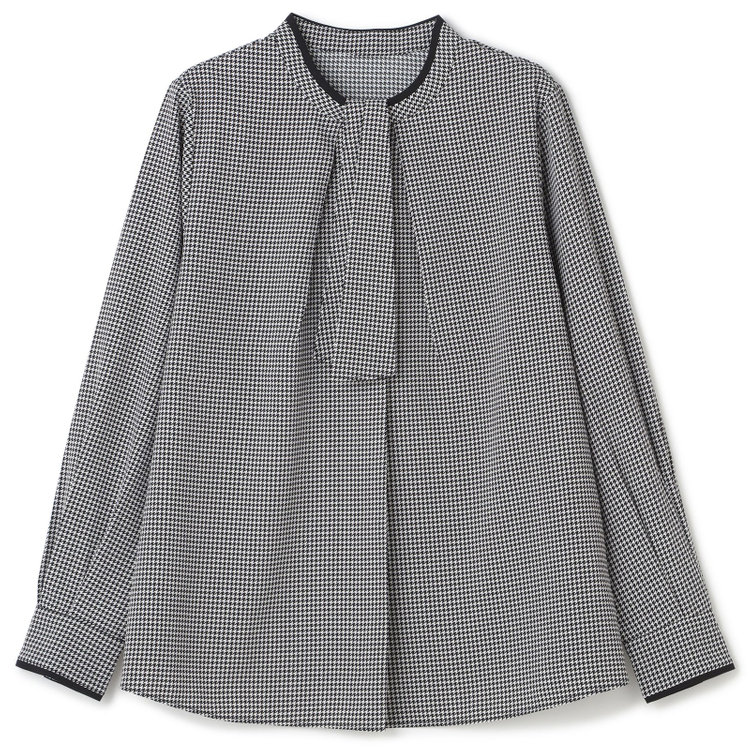 シルバーライン 【SL/長袖】ボウタイ取り外し2WAYプルオーバー/ブラック＆ホワイト×ハウンドトゥース/「ウォッシャブル」「ストレッチ」「防シワ」「UV加工」「静電気防止」 その他