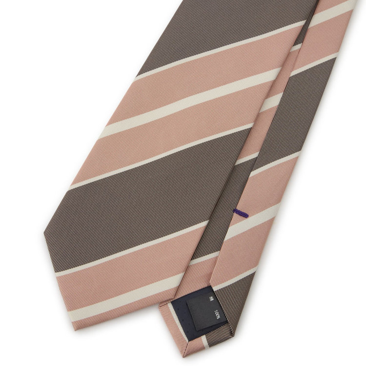 ブラックライン 【BLACK LINE】シルクストライプネクタイ 7.5cm幅/ブラウン×ピンク その他
