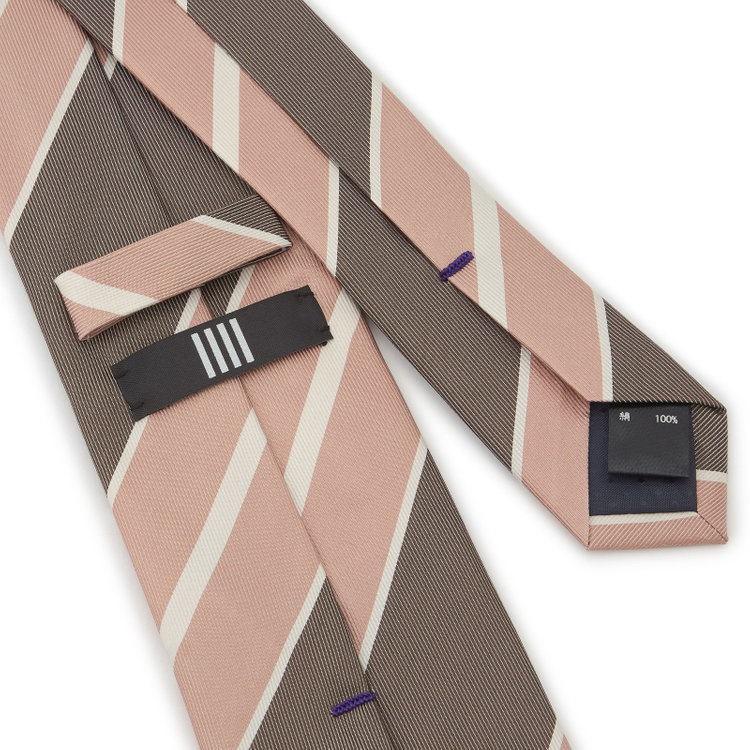ブラックライン 【BLACK LINE】シルクストライプネクタイ 7.5cm幅/ブラウン×ピンク その他