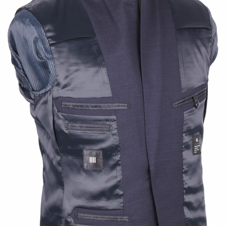 スーツセレクト 【WEB限定/OUTLET】【SLIM TAPERED_2】【秋冬】2釦シングルスーツ 0タック/ネイビー×ソリッド/NEW ZEALAND WOOL MIX/4S ネイビー系(紺)