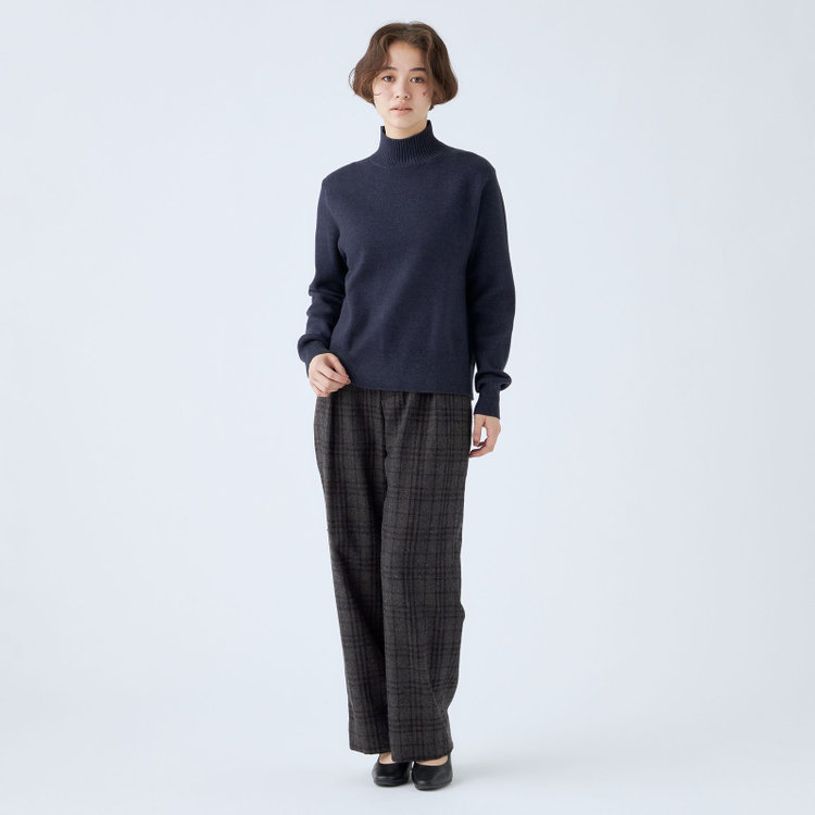 シルバーライン  【SL】【秋冬】ハイネック ニットセーター/ネイビー 紺中間