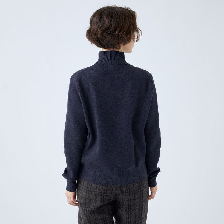 シルバーライン  【SL】【秋冬】ハイネック ニットセーター/ネイビー 紺中間