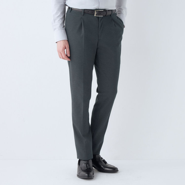 シルバーライン 【CLASSICO TAPERED】【春夏】1タックテーパードパンツ/グレー/ウエストシャーリング/RIRANCHA/※裾上げ必要 グレー中間