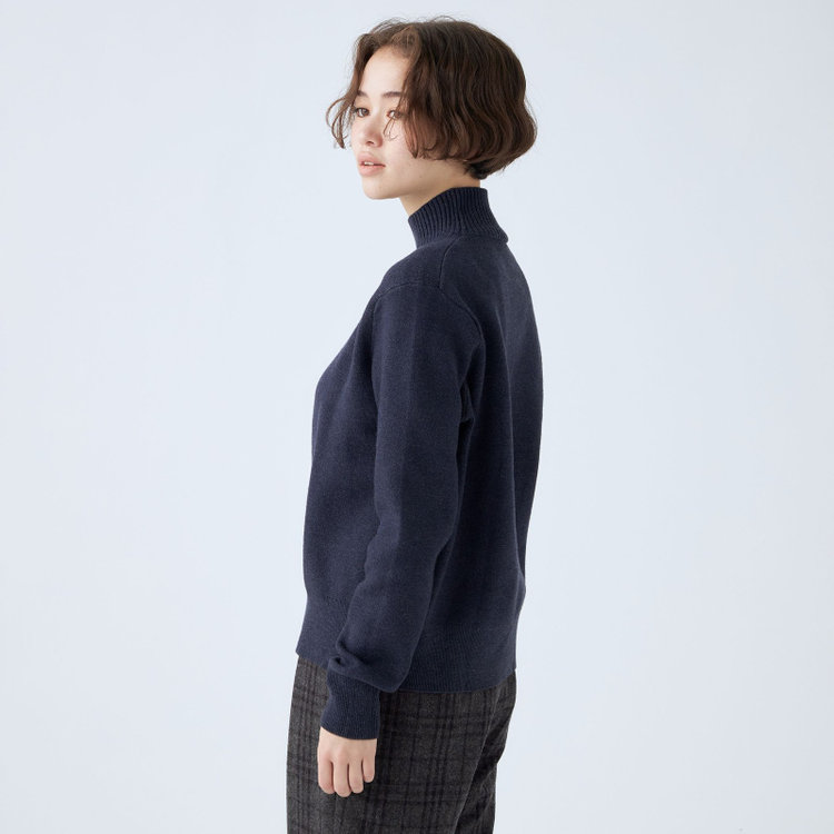 シルバーライン  【SL】【秋冬】ハイネック ニットセーター/ネイビー 紺中間