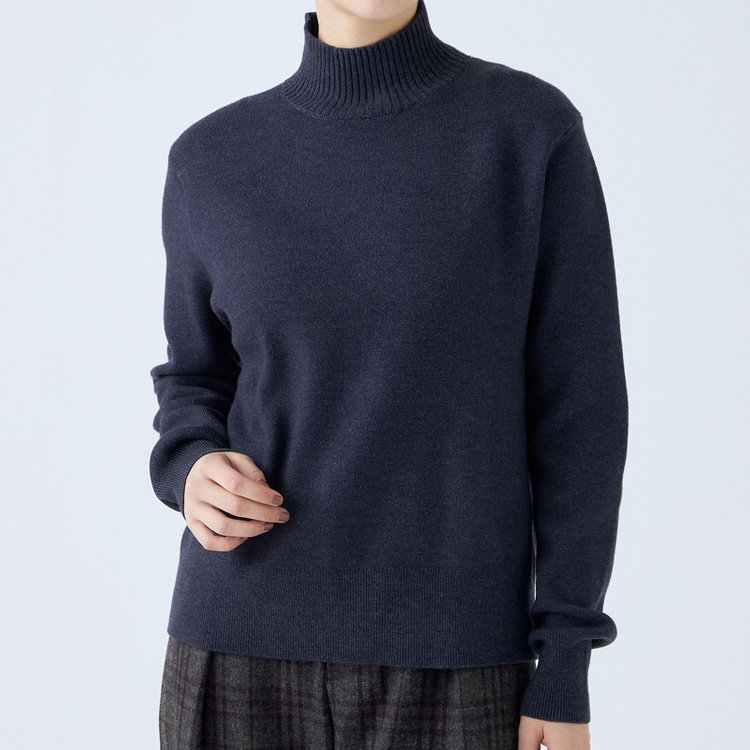 シルバーライン  【SL】【秋冬】ハイネック ニットセーター/ネイビー 紺中間