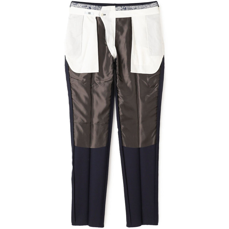 シルバーライン 【CLASSICO TAPERED】【春夏】1タックテーパードパンツ/ネイビー×グレンチェック/ウエストムーブ/※裾上げ必要 紺濃色