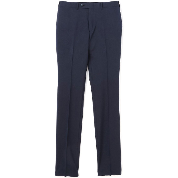 ブラックライン 【SLIM TAPERED】【年間】0タックテーパードパンツ/ネイビー×シャドーストライプ/ウエストムーブ/ウォッシャブル/4S SUSTAINABILITY&ECOLOGY FABRIC/※裾上げ必要 紺中間