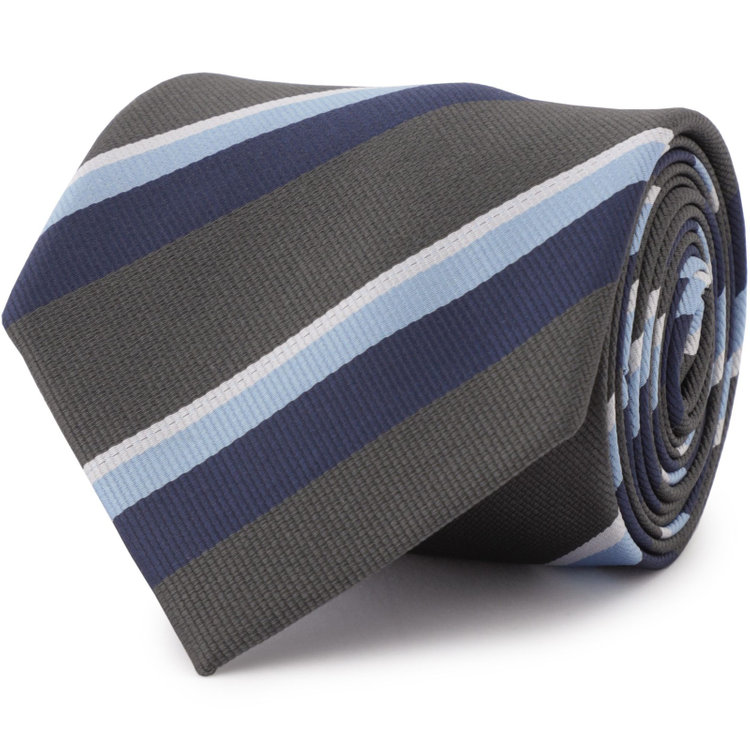 シルバーライン 【SILVER LINE】ポリエステルシルクストライプネクタイ 8.０cm幅/グレー その他