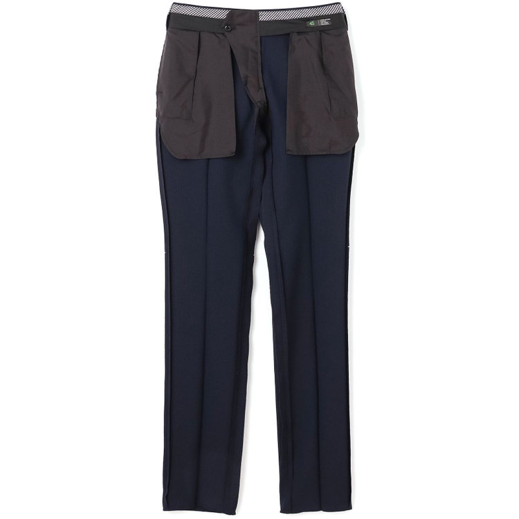 ブラックライン 【SLIM TAPERED】【年間】0タックテーパードパンツ/ネイビー×シャドーストライプ/ウエストムーブ/ウォッシャブル/4S SUSTAINABILITY&ECOLOGY FABRIC/※裾上げ必要 紺中間