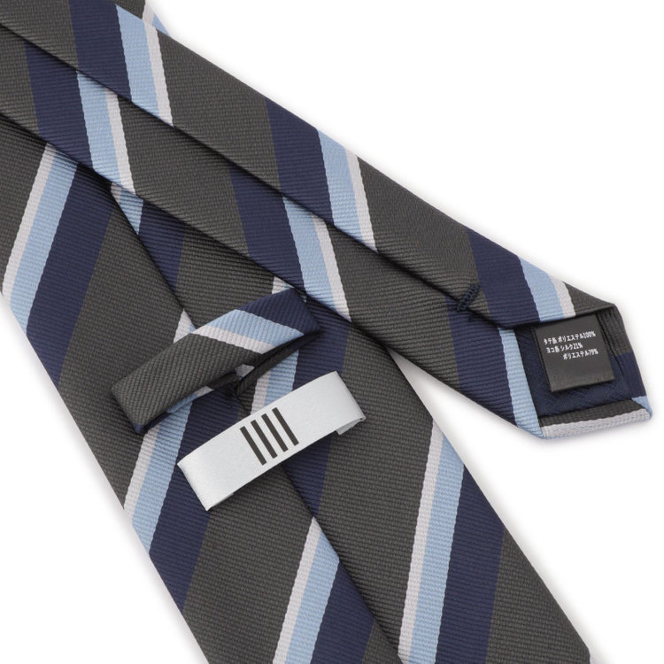 シルバーライン 【SILVER LINE】ポリエステルシルクストライプネクタイ 8.０cm幅/グレー その他