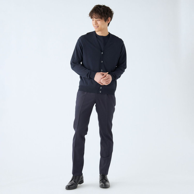 スーツセレクト 【発送在庫あり】【RBC】【春夏】コットンブレンドニットカーディガン/ネイビー/マシンウォッシャブル 紺中間