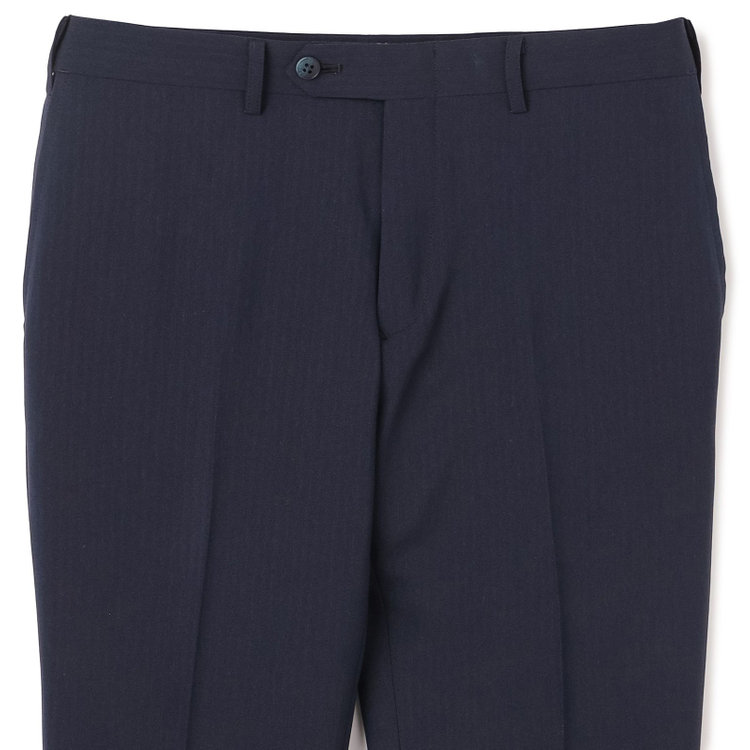 ブラックライン 【SLIM TAPERED】【年間】0タックテーパードパンツ/ネイビー×シャドーストライプ/ウエストムーブ/ウォッシャブル/4S SUSTAINABILITY&ECOLOGY FABRIC/※裾上げ必要 紺中間