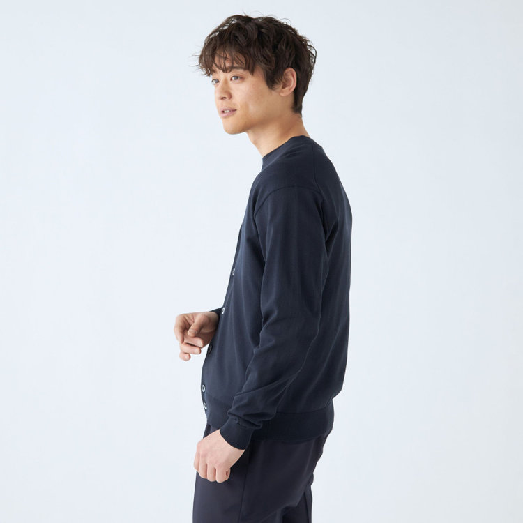 スーツセレクト 【発送在庫あり】【RBC】【春夏】コットンブレンドニットカーディガン/ネイビー/マシンウォッシャブル 紺中間