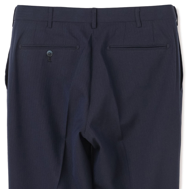 ブラックライン 【SLIM TAPERED】【年間】0タックテーパードパンツ/ネイビー×シャドーストライプ/ウエストムーブ/ウォッシャブル/4S SUSTAINABILITY&ECOLOGY FABRIC/※裾上げ必要 紺中間