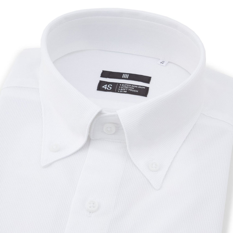 ブラックライン 【発送在庫あり】【WEB限定】【BLACK LINE】ボタンダウンワイシャツ/ホワイト×ドビーストライプ/「4S」スーパーノンアイロン・ストレッチ 白