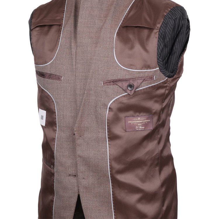 スーツセレクト 【発送在庫あり】【CLASSICO TAPERED】【春夏】2釦シングルスーツ 1タック/ブラウン/CANONICO 1663 fabric made in italy ブラウン系(茶)