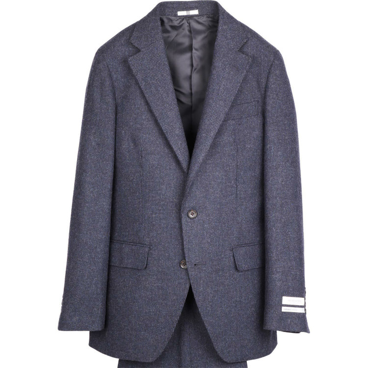 スーツセレクト 【CLASSICO TAPERED】【秋冬】2釦シングルスーツ 1タック/ネイビー×ハウンドトゥース/RE:NEWOOL ネイビー系(紺)