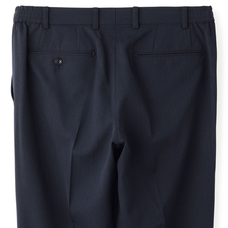 SUIT SELECT　アウトレット 【WEB限定/OUTLET/汚れ・キズ等有】【SLIM TAPERED_2】【年間】2釦シングルテーパードパンツスーツ 0タック/ネイビー×シャドーストライプ/ウエストシャーリング/4S/※パンツ裾上げ済仕様※ステッチほつれ 紺中間