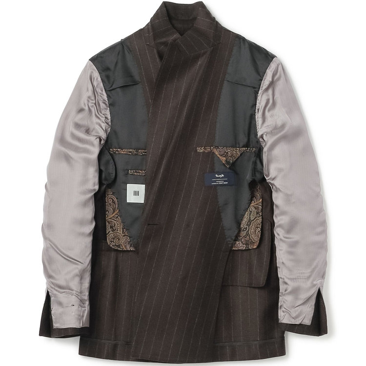 シルバーライン 【発送在庫あり】【CLASSICO TAPERED】【秋冬】6釦2掛けダブルスーツ 2タック/ブラウン×ストライプ/MARZOTTO/※裾上げ必要 茶濃色