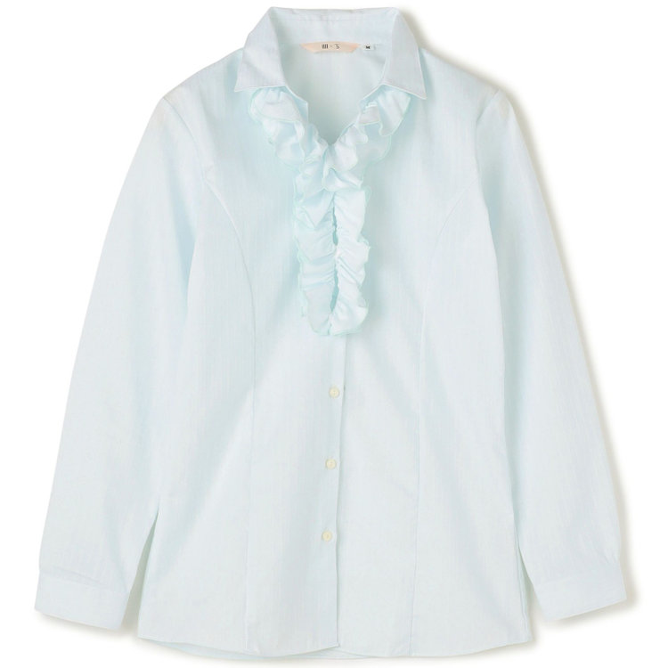 ソノタ 【SUIT SELECT×Samantha Thavasa】【長袖】リボン&フリル取り外しスキッパー/ミント×ドビーストライプ 緑淡色