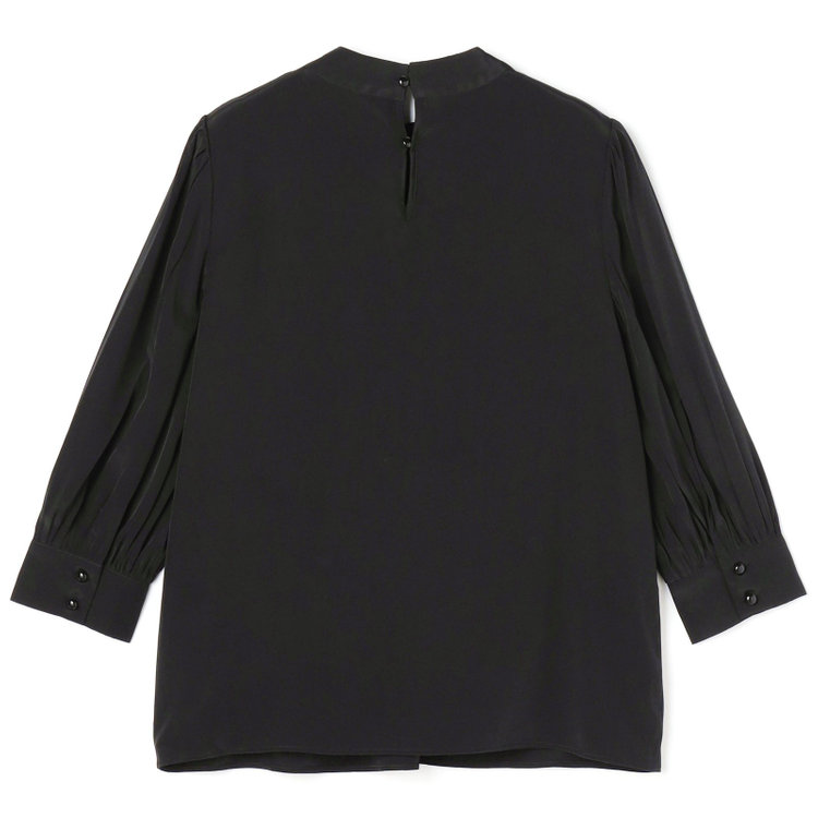 シルバーライン 【SILVER LINE/7分袖】ギャザーハイネックプルオーバー/ブラック/「ウォッシャブル」「ストレッチ」「防シワ」「UV加工」「静電気防止」 黒