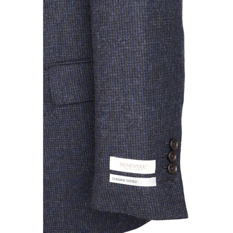 スーツセレクト 【CLASSICO TAPERED】【秋冬】2釦シングルスーツ 1タック/ネイビー×ハウンドトゥース/RE:NEWOOL ネイビー系(紺)