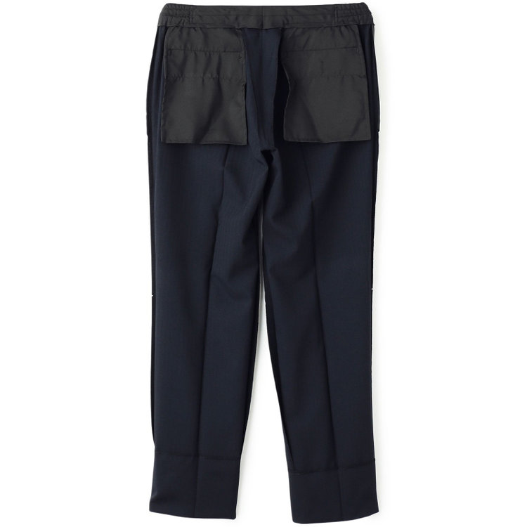 SUIT SELECT　アウトレット 【WEB限定/OUTLET/汚れ・キズ等有】【SLIM TAPERED_2】【年間】2釦シングルテーパードパンツスーツ 0タック/ネイビー×シャドーストライプ/ウエストシャーリング/4S/※パンツ裾上げ済仕様※ステッチほつれ 紺中間