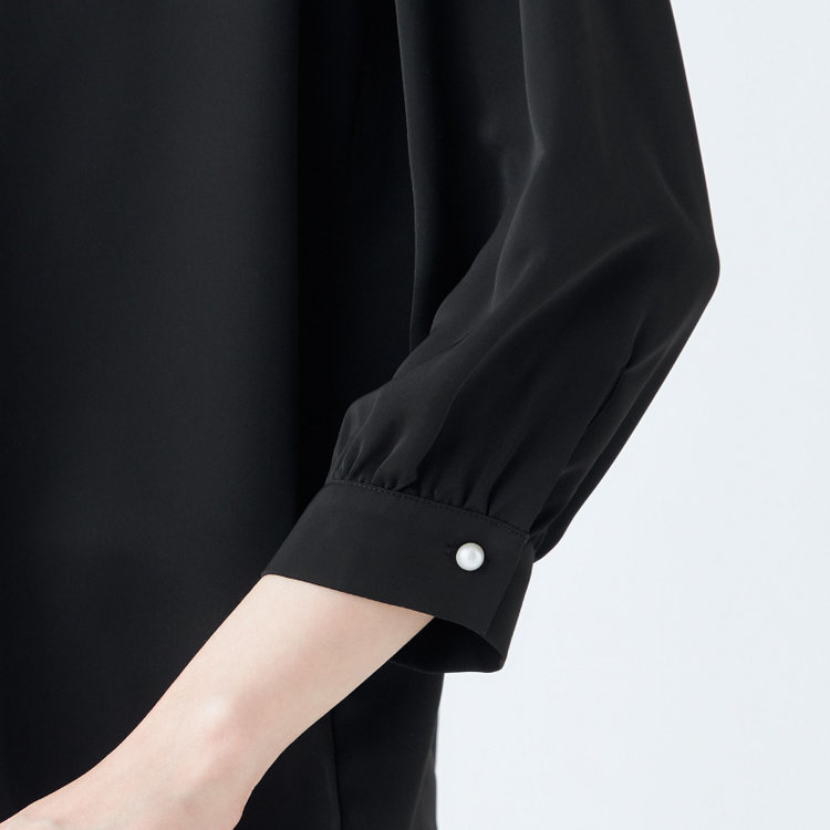 シルバーライン 【SL/7分袖】2WAYパールビジュー付きプルオーバー/ブラック 黒