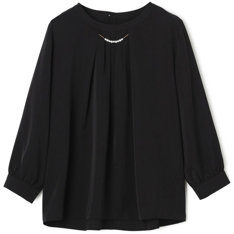 シルバーライン 【SL/7分袖】2WAYパールビジュー付きプルオーバー/ブラック 黒