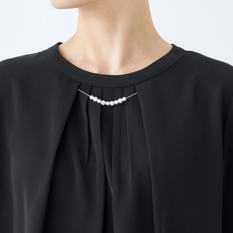 シルバーライン 【SL/7分袖】2WAYパールビジュー付きプルオーバー/ブラック 黒