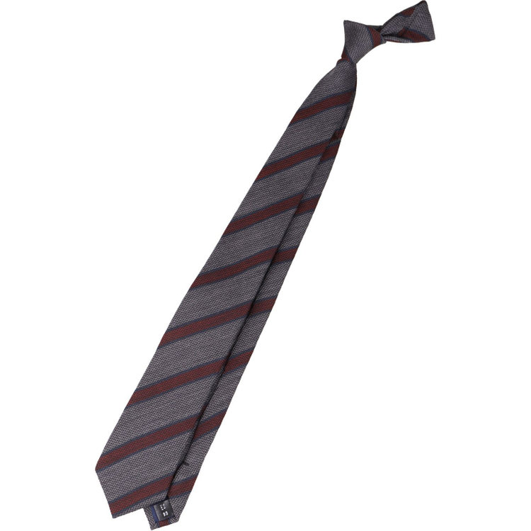 ブラックライン 【BL】ウールシルクストライプネクタイ 7.5cm幅/グレー×ブラウン＆ネイビー/Finest fabrics by COMO ITALY その他
