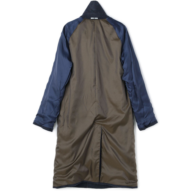 シルバーライン 【SL】ウールシングルラグランバックベルトコート/ネイビー/VALLEY MILLS BY MALLALIEUS fabric made in england 青濃色