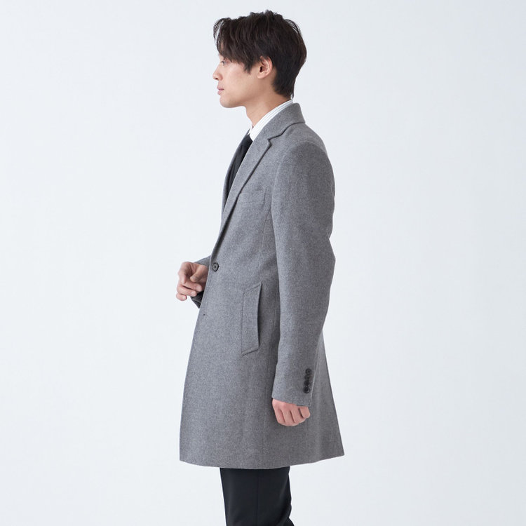 ブラックライン 【BL】ウールチェスターコート/グレー×ソリッド/NEW ZEALAND WOOL LIMITED EDITION グレー中間