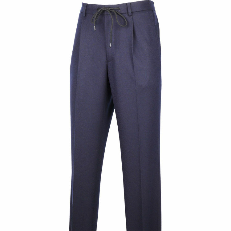 スーツセレクト 【WEB限定/OUTLET】【RBC】【秋冬】ウールブレンド 1タックテーパードパンツ/ネイビー＆グレー×シャンブレー/ドローコード仕様 ネイビー系(紺)