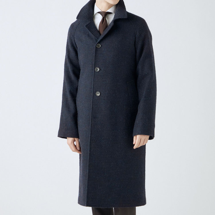 シルバーライン 【SL】ウールシングルラグランバックベルトコート/ネイビー/VALLEY MILLS BY MALLALIEUS fabric made in england 青濃色