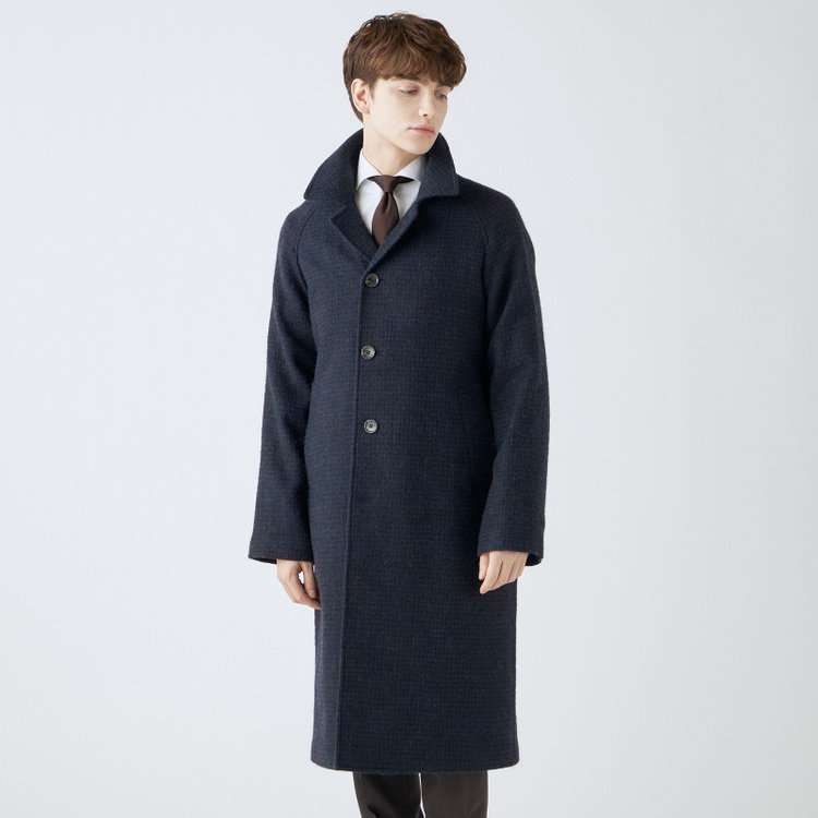 シルバーライン 【SL】ウールシングルラグランバックベルトコート/ネイビー/VALLEY MILLS BY MALLALIEUS fabric made in england 青濃色